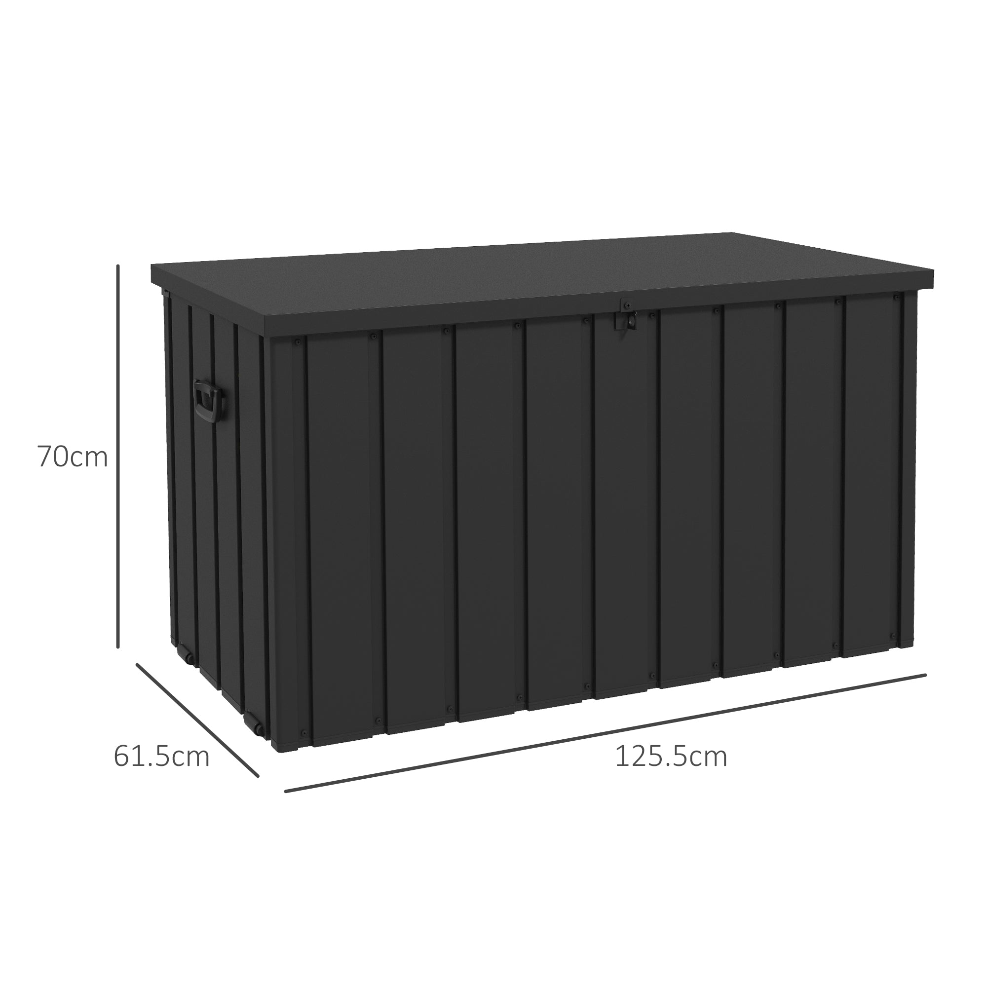 450L Galvanised Steel Garden Storage Box, with Wheels - Dark Grey