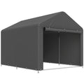 6.6 x 7.8ft Outdoor Garden Storage Shed, Waterproof Bike Tent with Roll-up Zipper Door, Galvanised Metal Frame, Portable Shed Shelter Carport for Motorcycle Garden Tools, Dark Grey