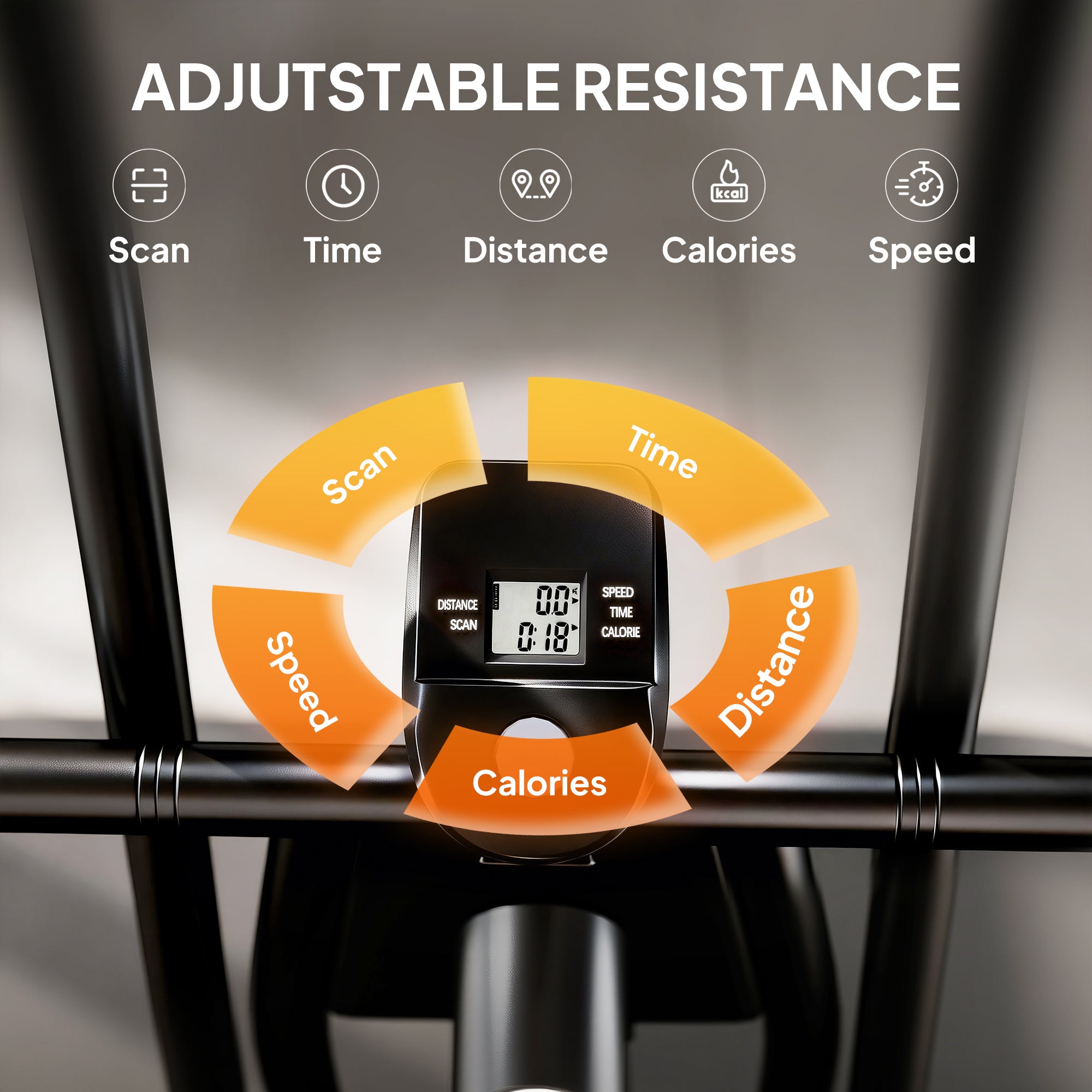 Exercise Bike with Adjustable Seat, LCD Display for Home Gym