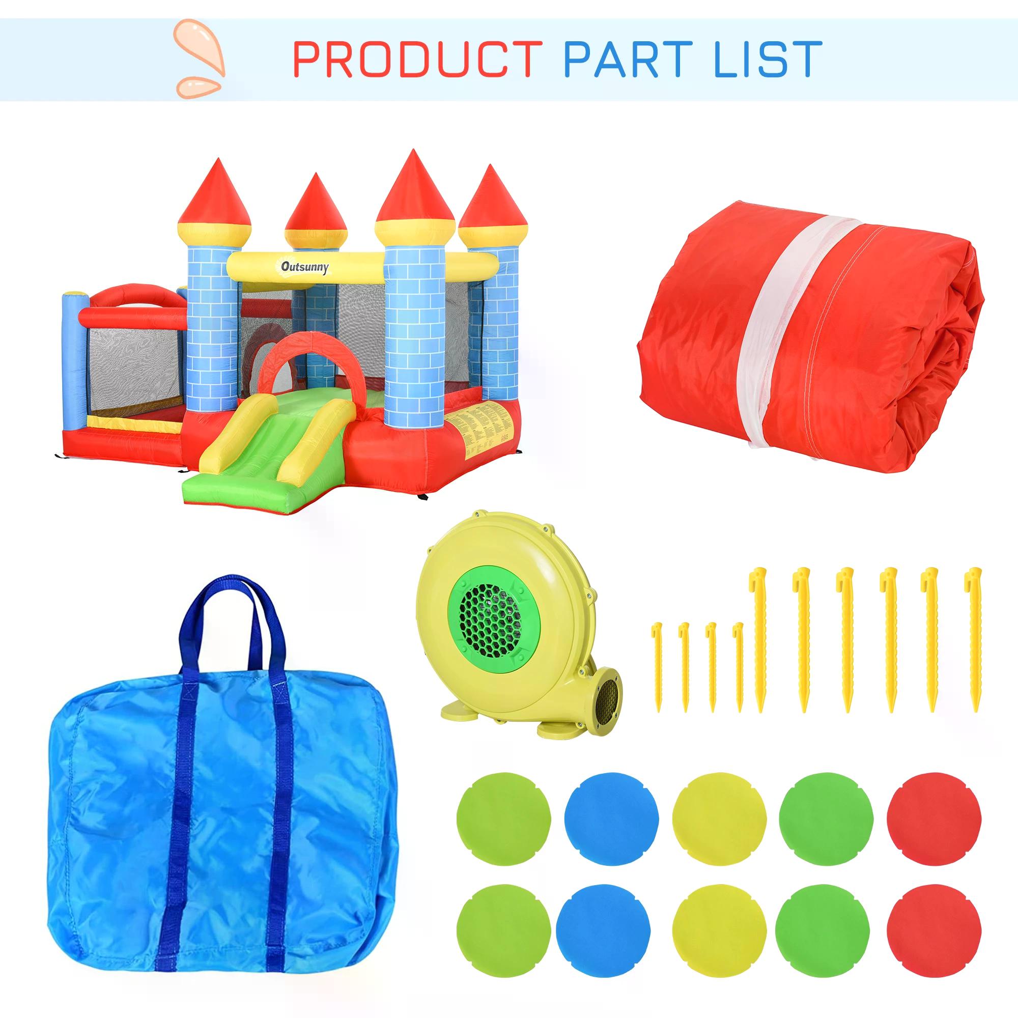 Kids Bounce Castle Inflatable Trampoline Slide Pool Basket for Kids Age 3-10, 3 x 2.75 x 2.1m