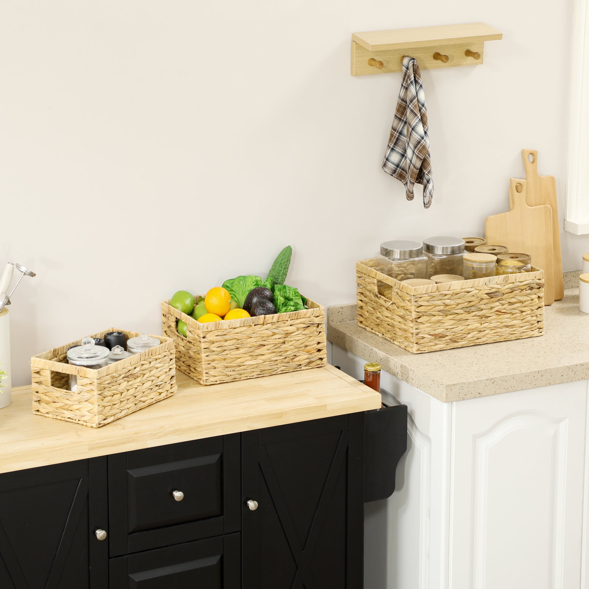 Set of Three Water Hyacinth Storage Baskets