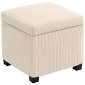 Storage Ottoman Bench 40cm with Removable Lid and Legs, Corduroy Footstool Storage Chest - Beige