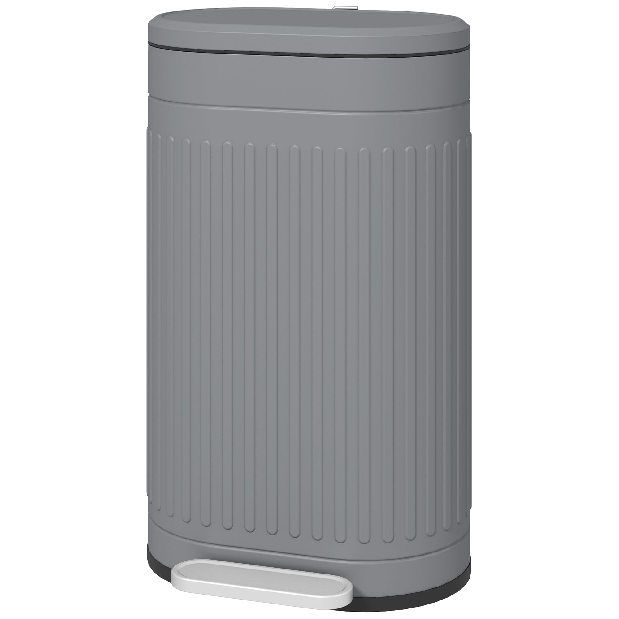 30 Litre Metal Pedal Bin with Soft-Close Lid and Removable Inner Bucket - Grey