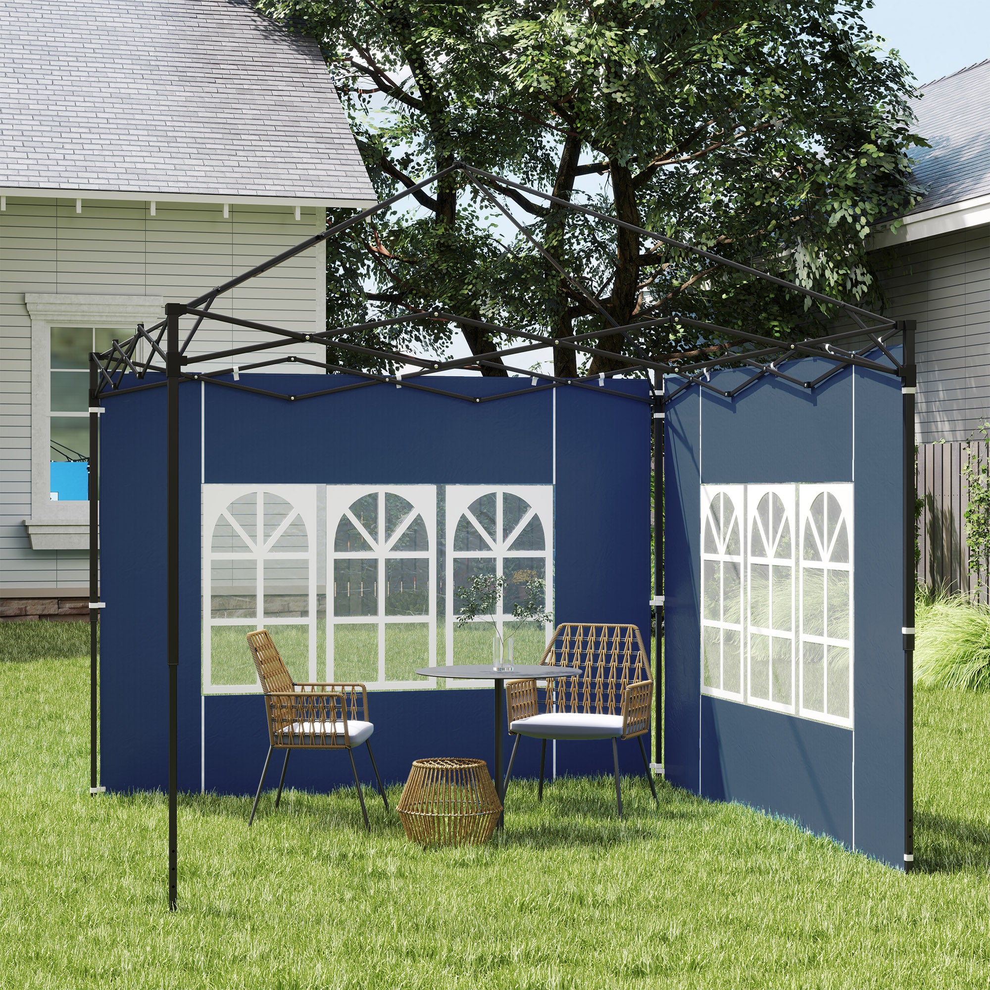 Set of Two 3 x 3(m) Gazebo Frame Replacement Walls - Blue
