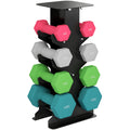 Hex Dumbbells Set with Dumbbell Rack, Hand Weights for Home Gym Strength Training, 2 x 1kg, 2 x 2kg, 2 x 3kg, 2 x 4kg