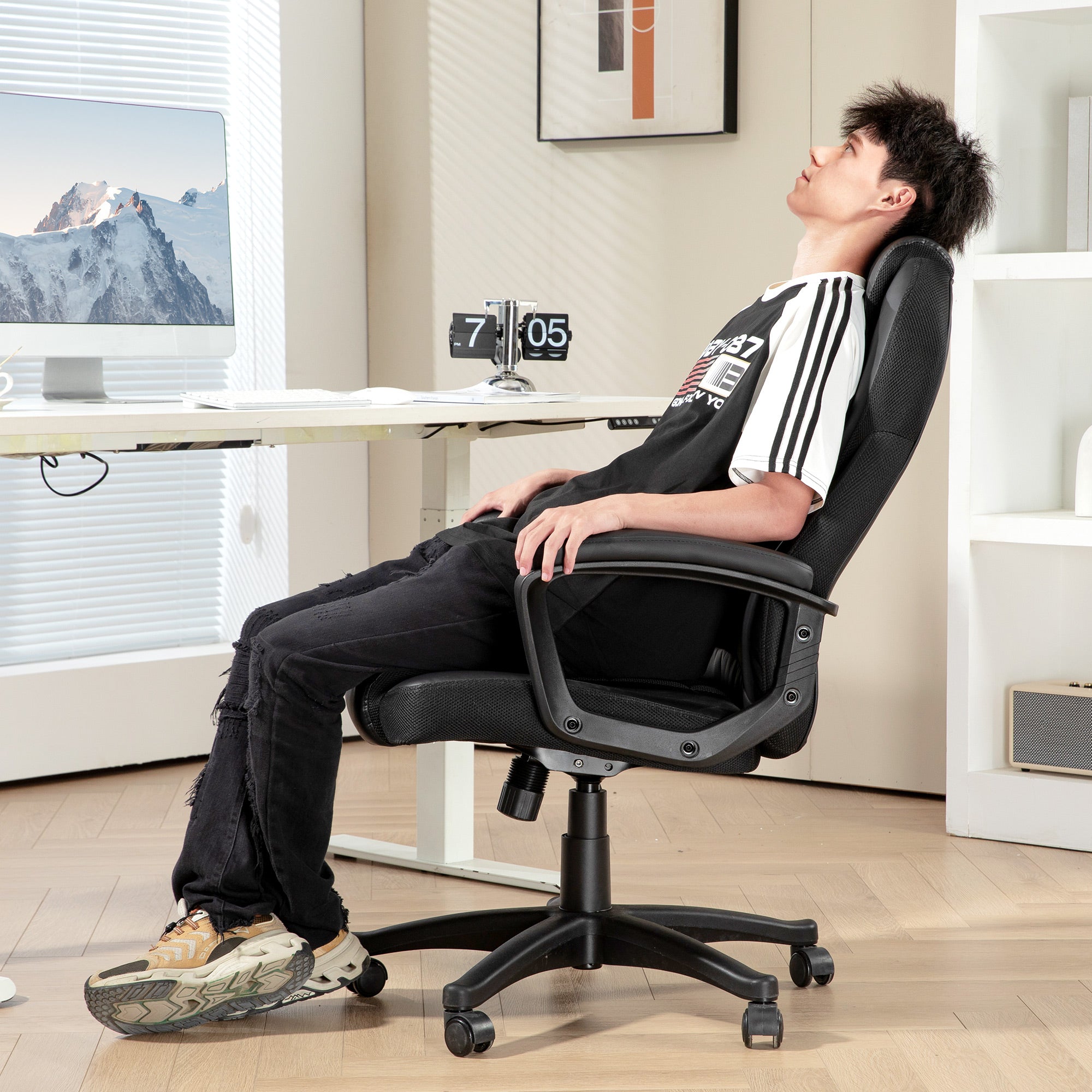 Faux Leather Office Chair - Black