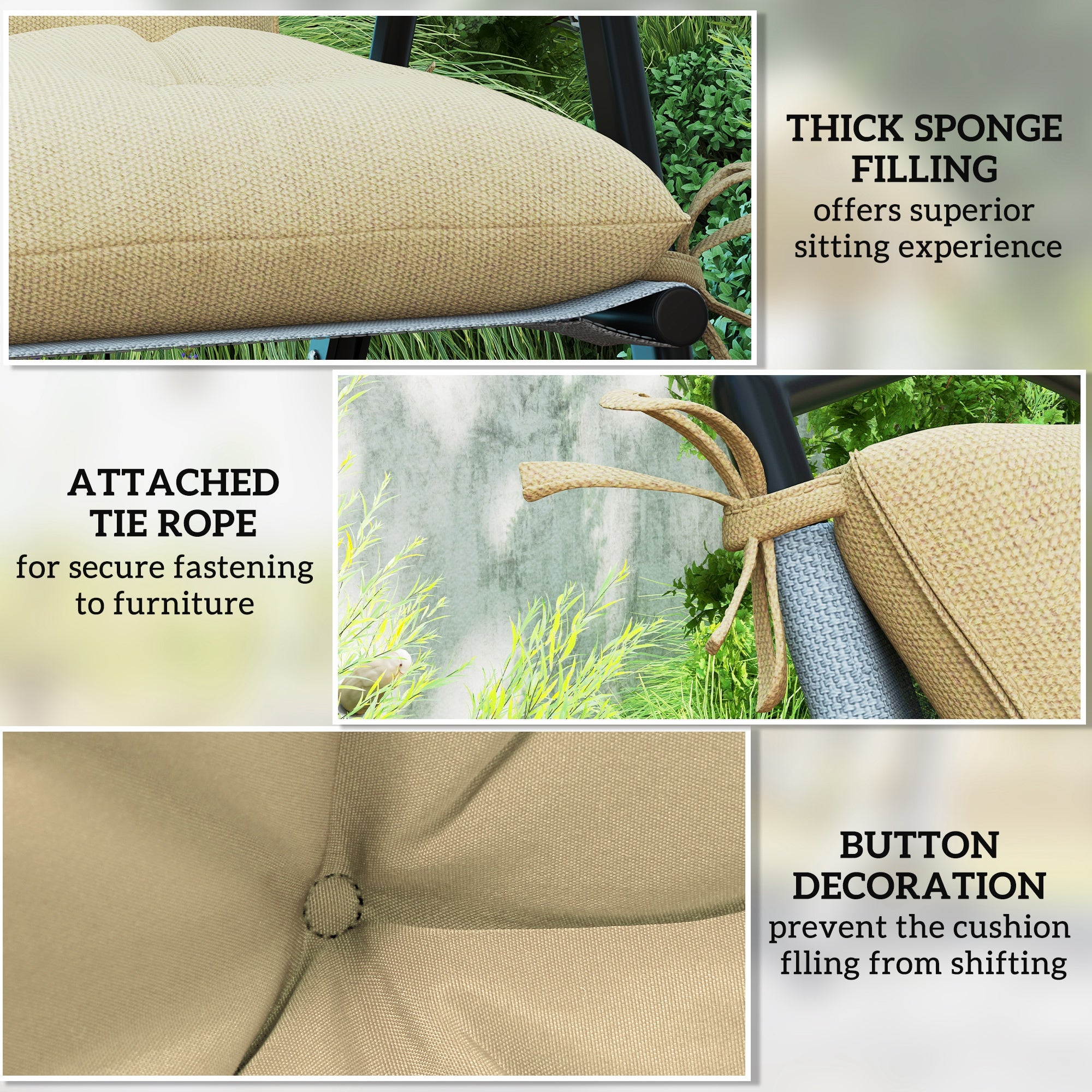 Set of Two Outdoor Seat Cushions - Khaki