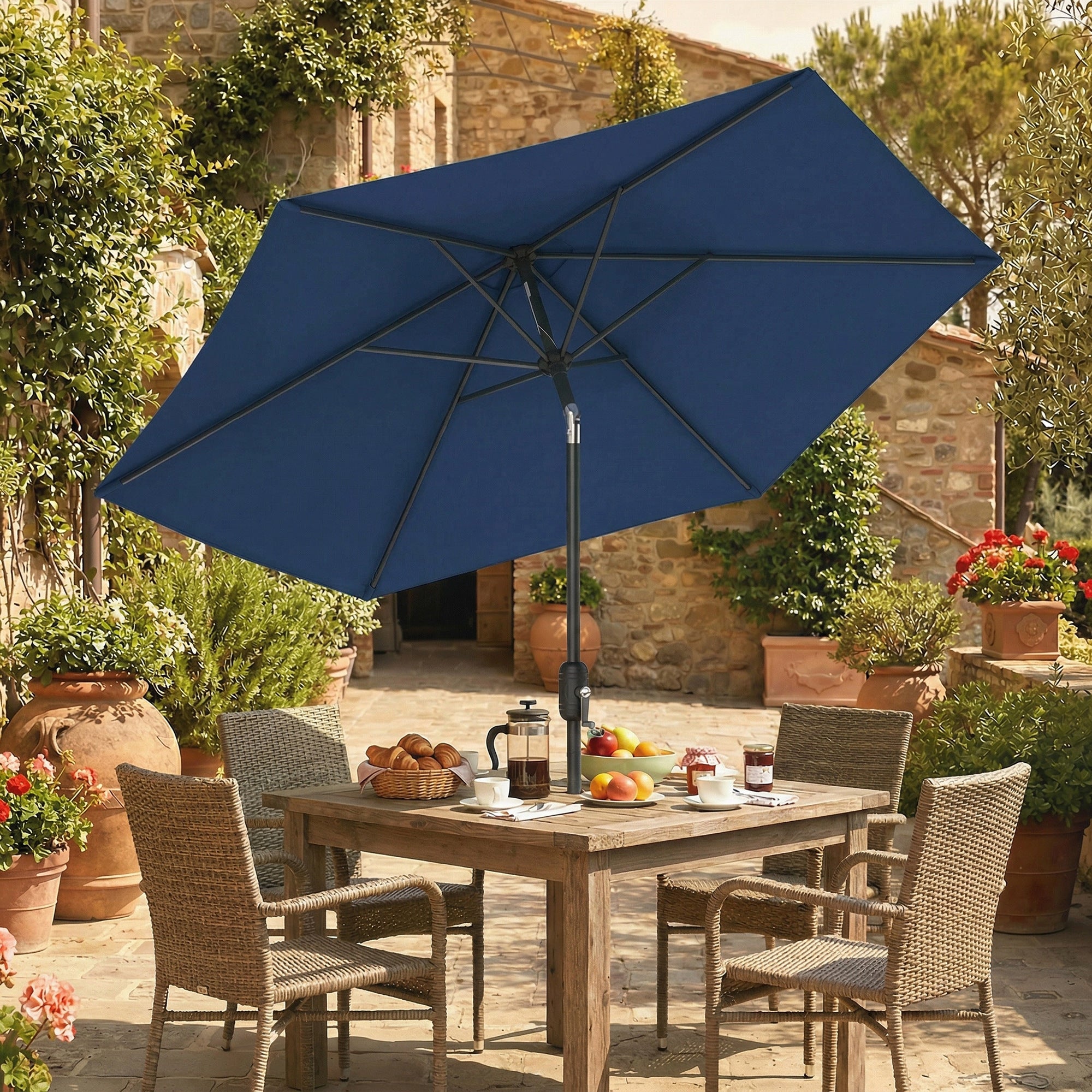 crank and tilt patio umbrella uk 2.6 m Garden Parasol Umbrella with Aluminium Pole, Outdoor Patio Umbre