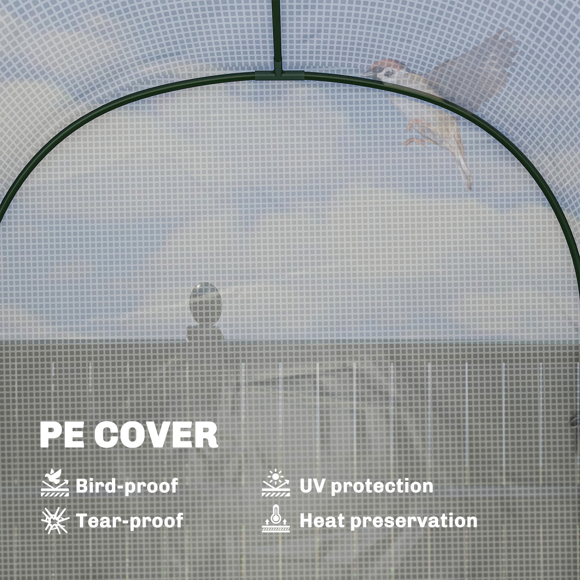 Walk-in Greenhouse with Shelves, Small Greenhouse with PE Cover and Roll-up Door, 123 x 187 x 189 cm, White