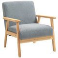 Wide Seat Accent Chair with Wood Frame and Thick Cashmere Cushions - Grey