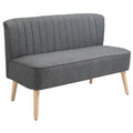 Modern Double Seat Loveseat Sofa 2 Seater Compact Padded Linen Wood Leg - Dark Grey