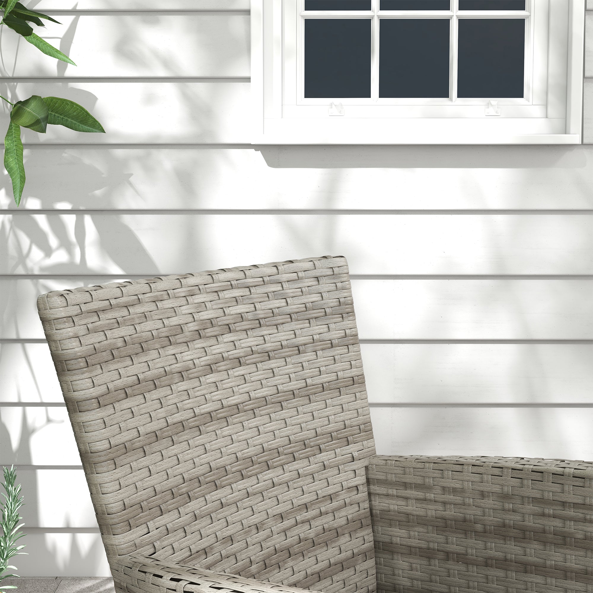 Five-Piece Rattan Garden Set, with Two-Tier Table - Grey