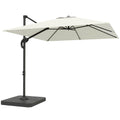 2.4 x 2.4m Cantilever Parasol with Umbrella Weights, UPF50+ Offset Outdoor Umbrella w/ Easy Tilt Adjustment, Cream White