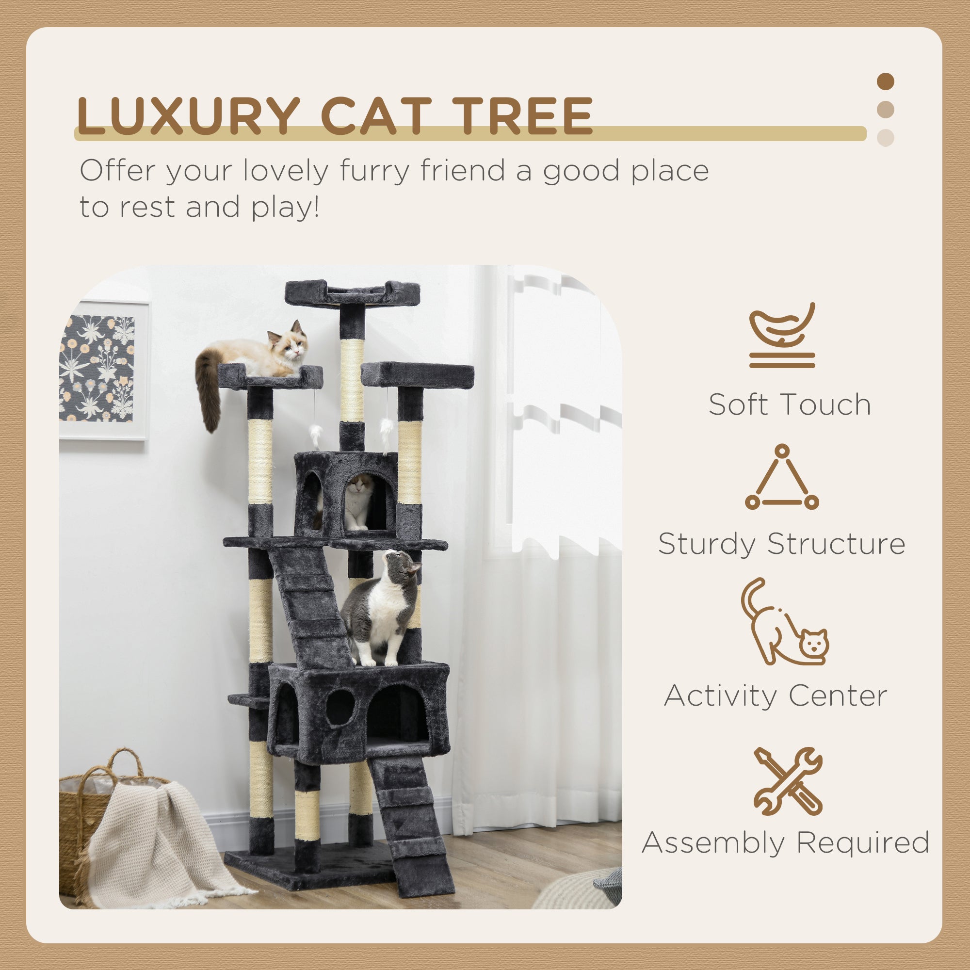 Cat Tree Scratching House, Activity Play Centre