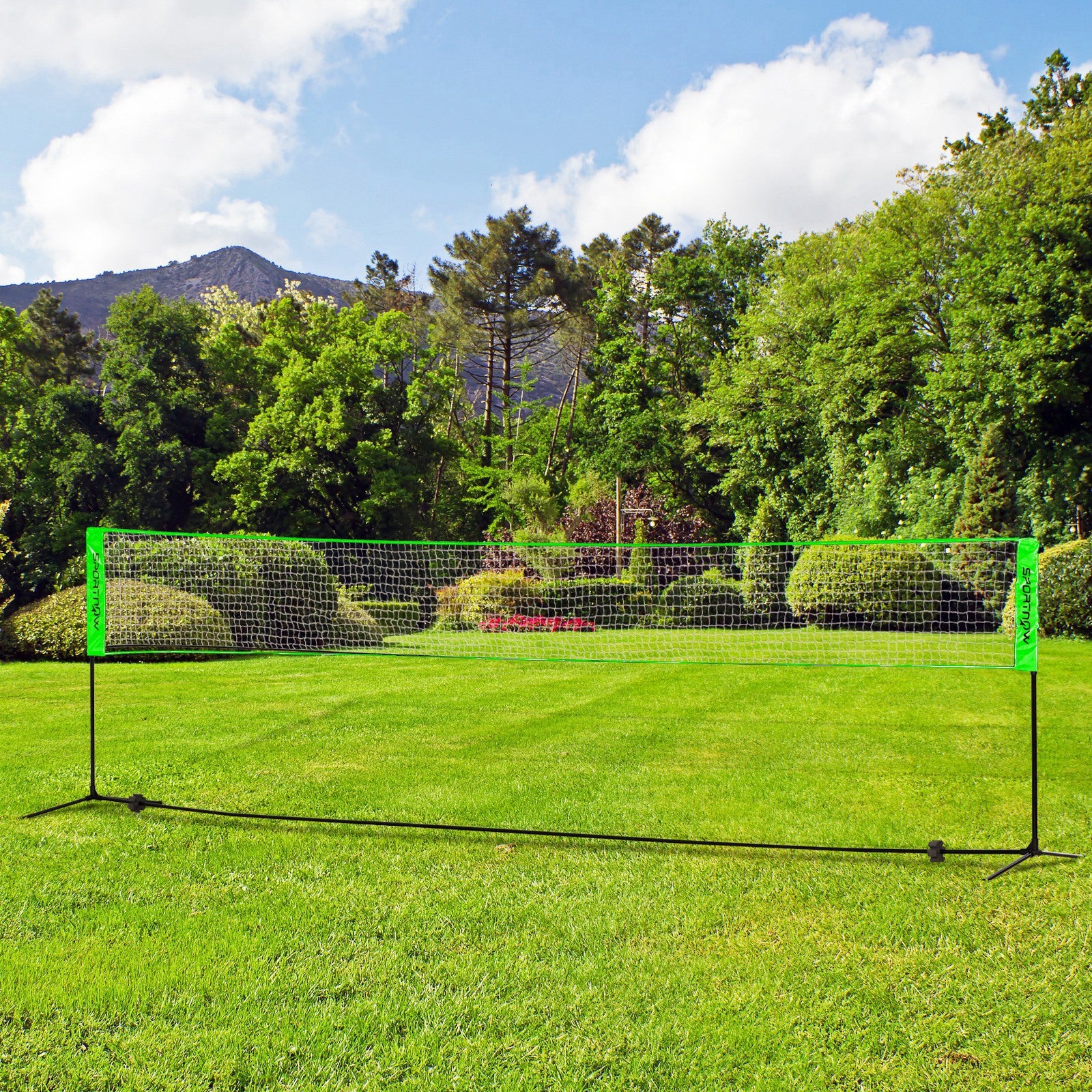 Badminton Net Set, Height Adjustable Net for Pickleball, Volleyball, Badminton, with 3 Shuttlecocks, 4 Rackets