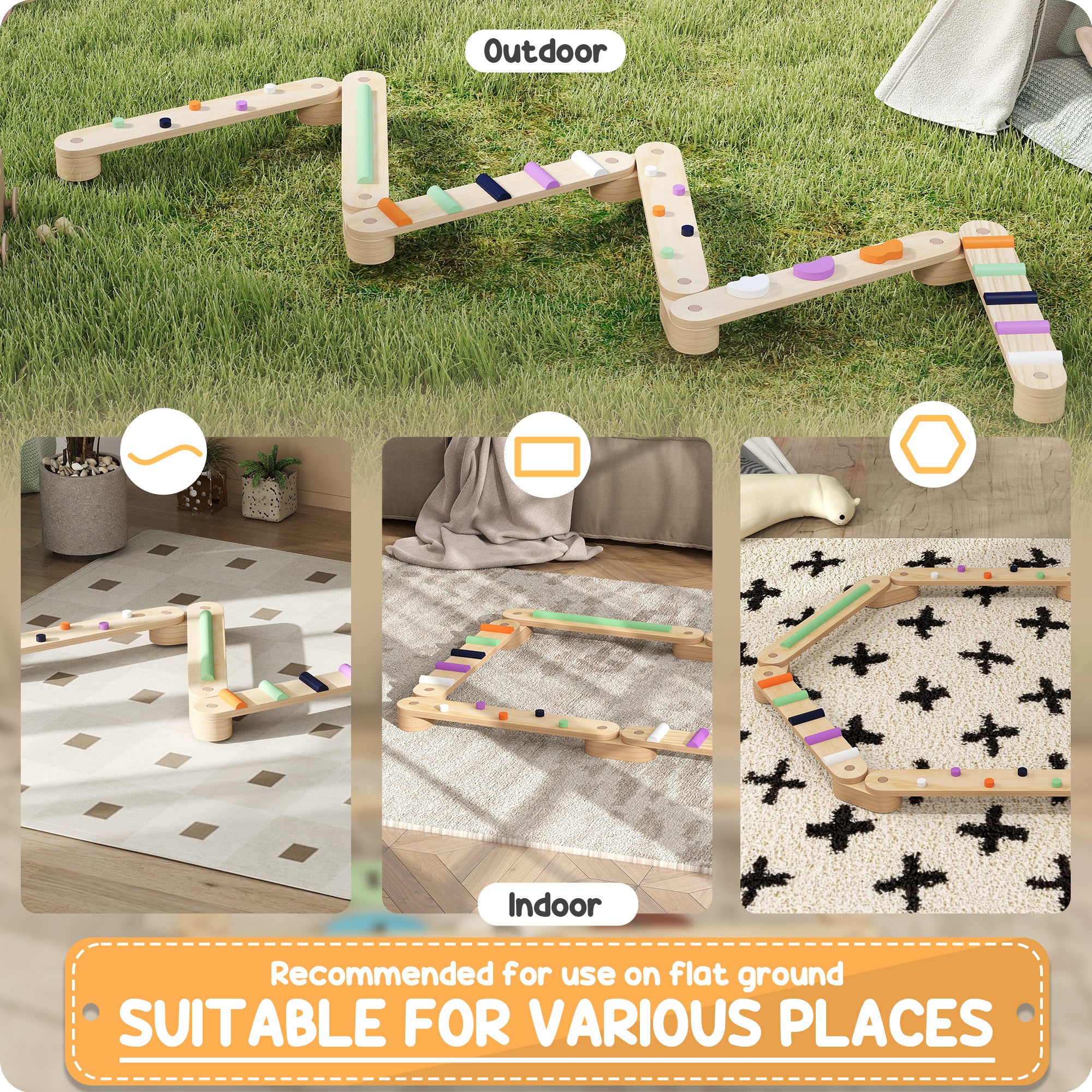 Wooden Balance Beam for Kids, Balance, Coordination, Agility