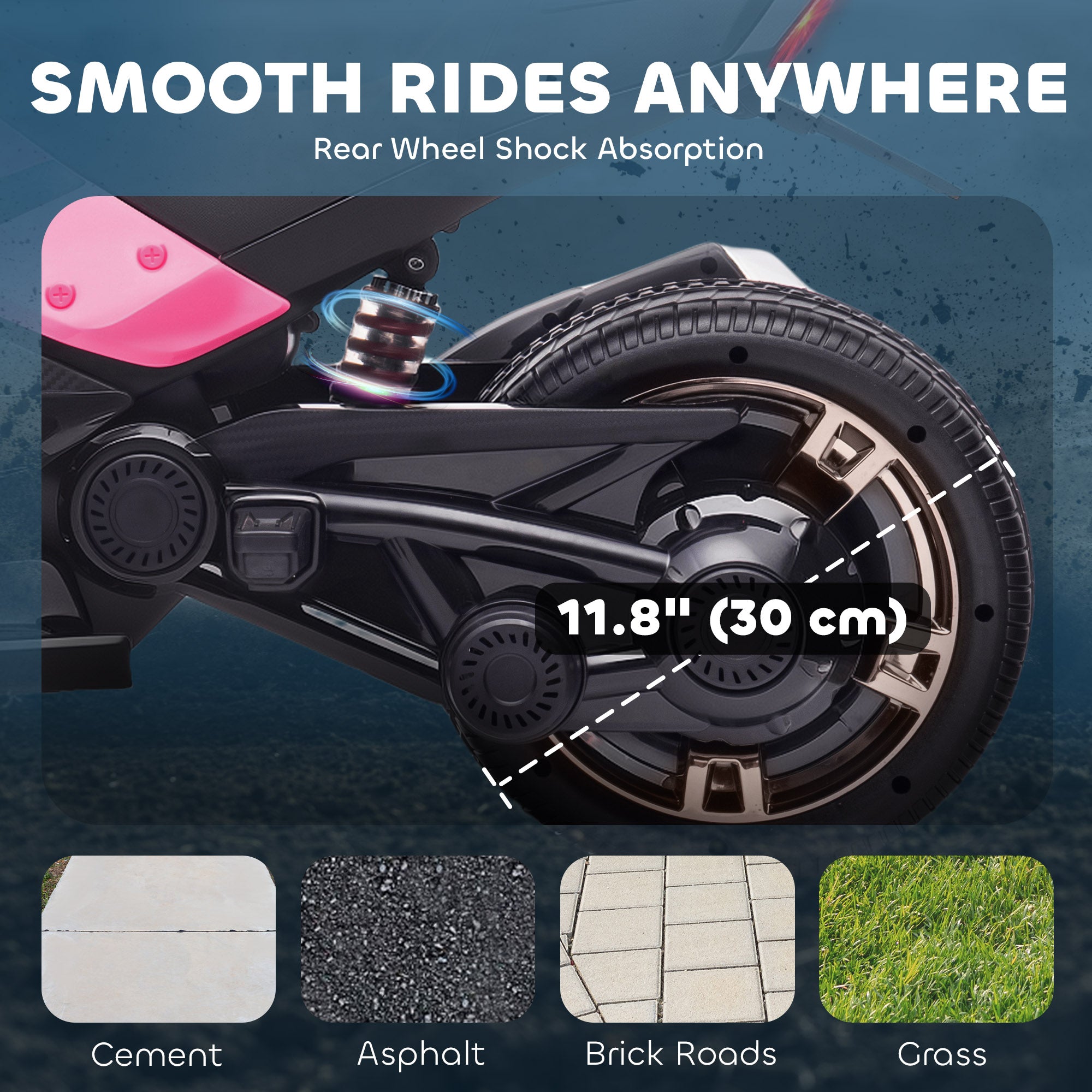 12V Kids Electric Ride On Car with 3 Wheeler, MP3 Player, Horn, 2 Speeds, LED Lights for Boys & Girls Ages 3-8, Pink