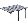 Outdoor Patio Gazebo Pergola 4.35 x 3 m Aluminum Frame PC Roof - Grey