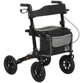 Folding Rollator Walker with Padded Seat, Backrest, Storage Bag, Dual Brakes & All-Terrain Wheels - Black