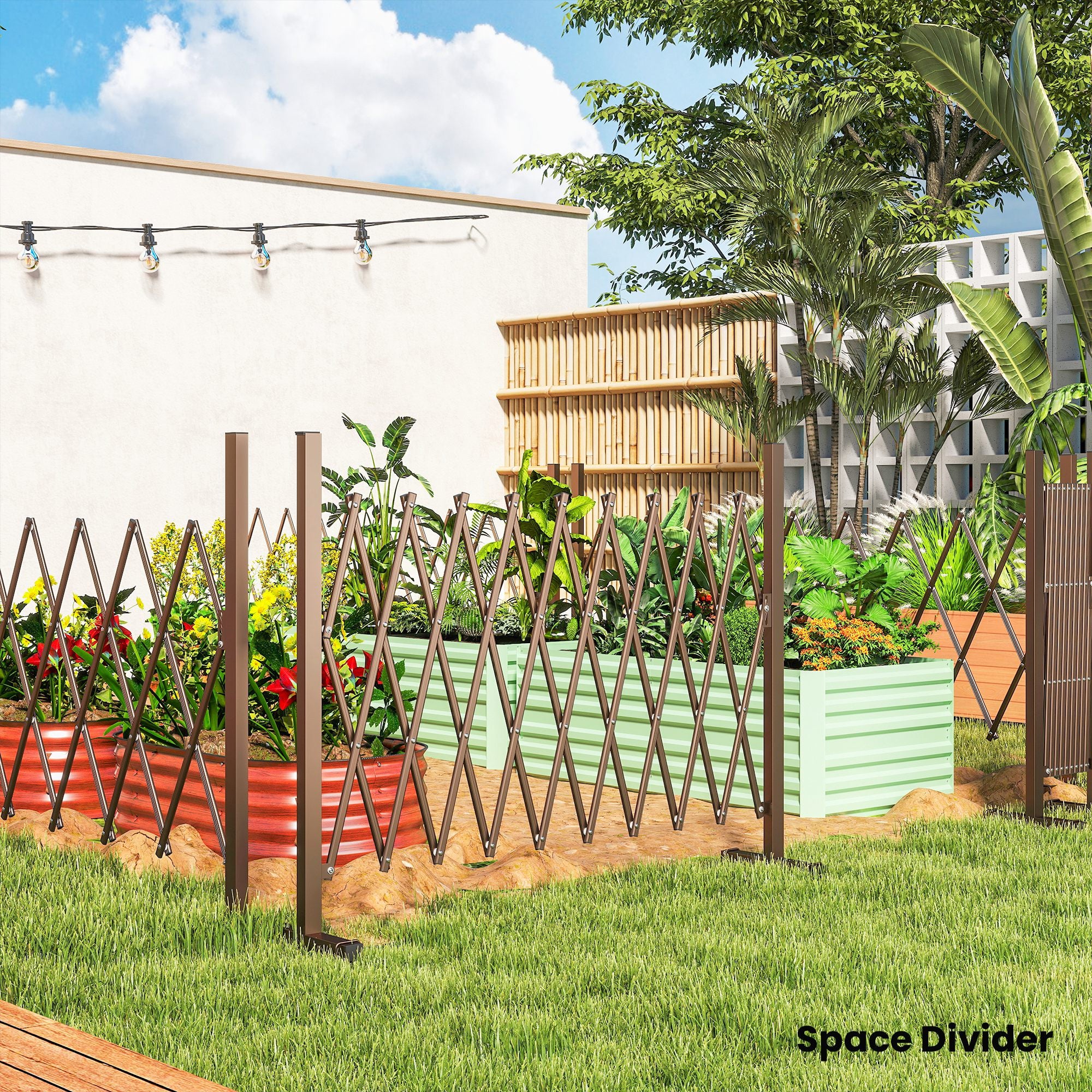 Expanding Trellis Fence, Freestanding Movable Fence, Foldable Garden Screen Panel, 250 x 103.5 cm, Dark Brown