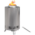 Portable Stainless Steel Smokeless Fire Pit with Poker - Silver Tone