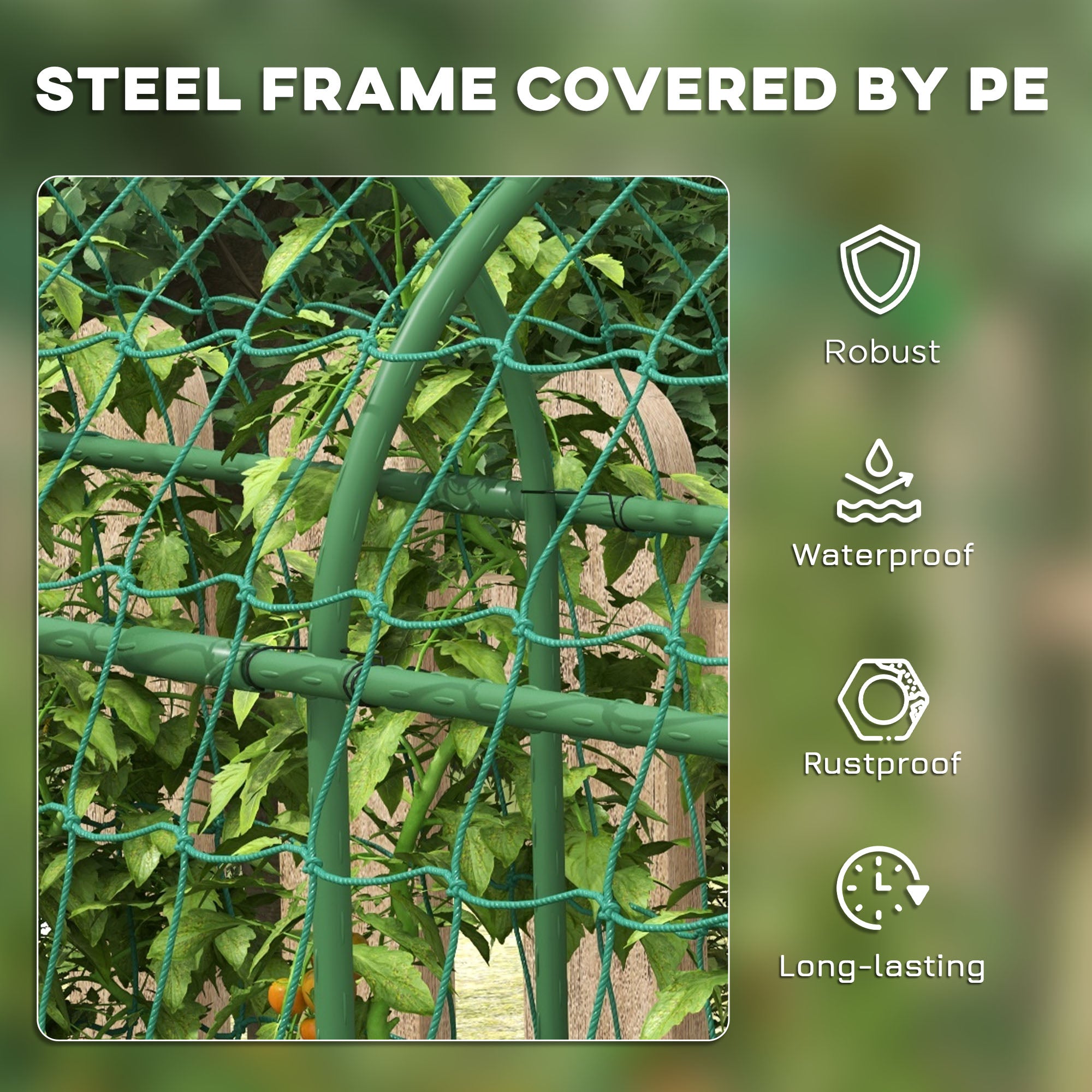 183 cm Tall Metal Garden Trellis, Arch Trellis for Climbing Plants Outdoor with Climbing Net