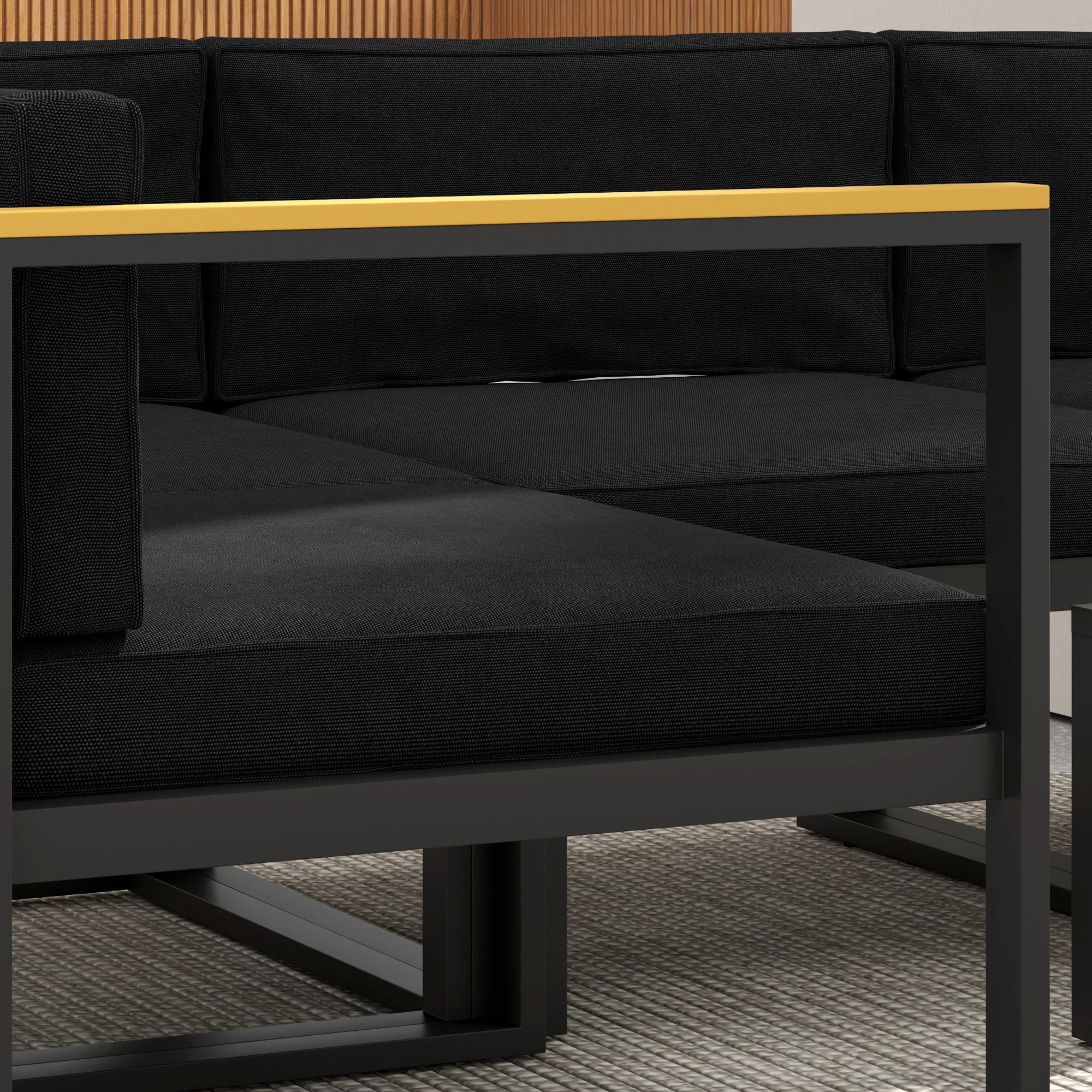 Set of 14 Outdoor Dining Chair Cushions with Soft Polyester Covers - Black