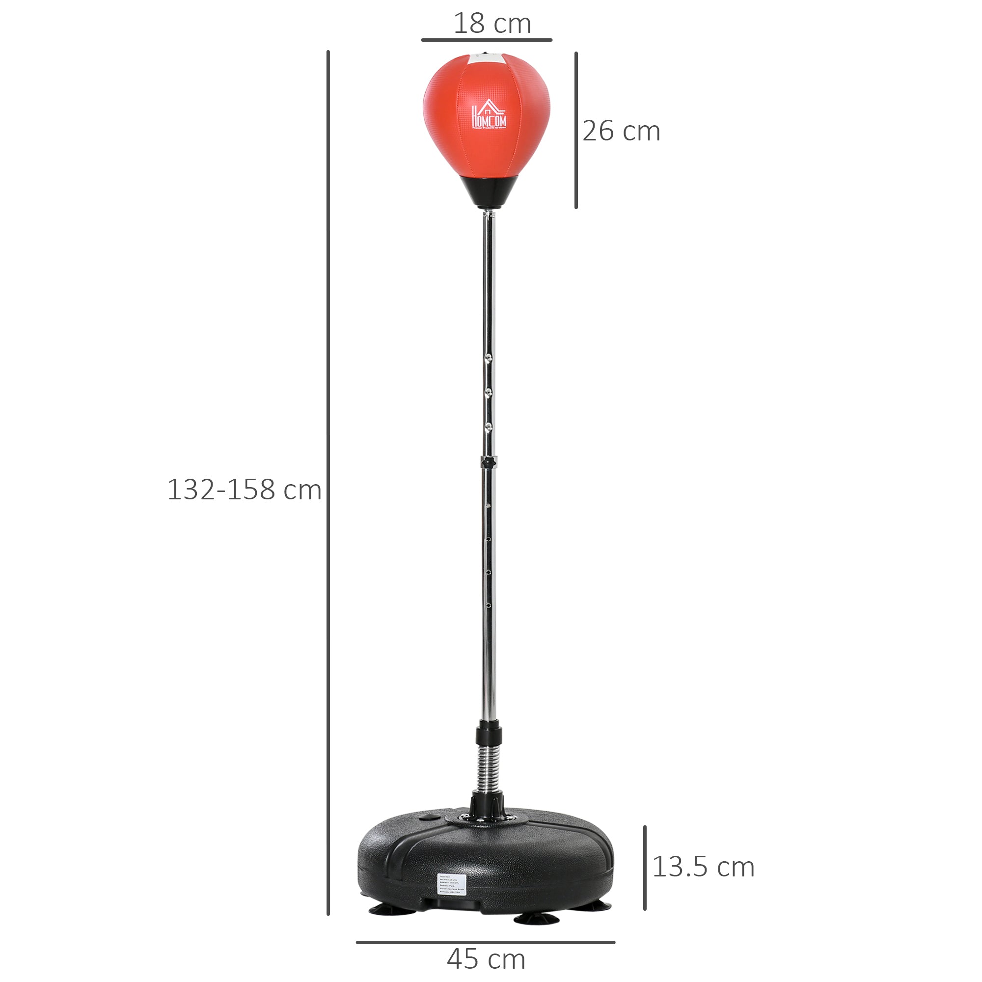 Punching Bag with Stand, Free Standing Boxing Bag Set, Speed Bag with Speedball Adjustable Height from 132cm to 158cm for Teens, Red