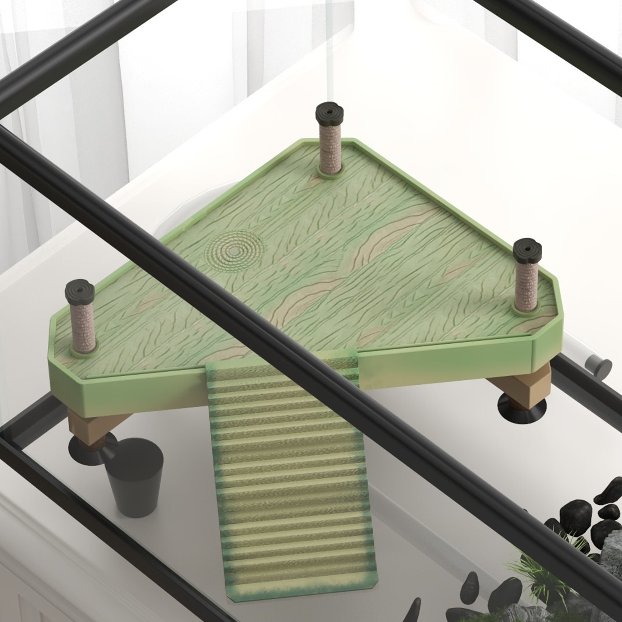 28L Glass Turtle Tank Aquarium with Basking Platform, Easy Drainage, Strip Patch Thermometer