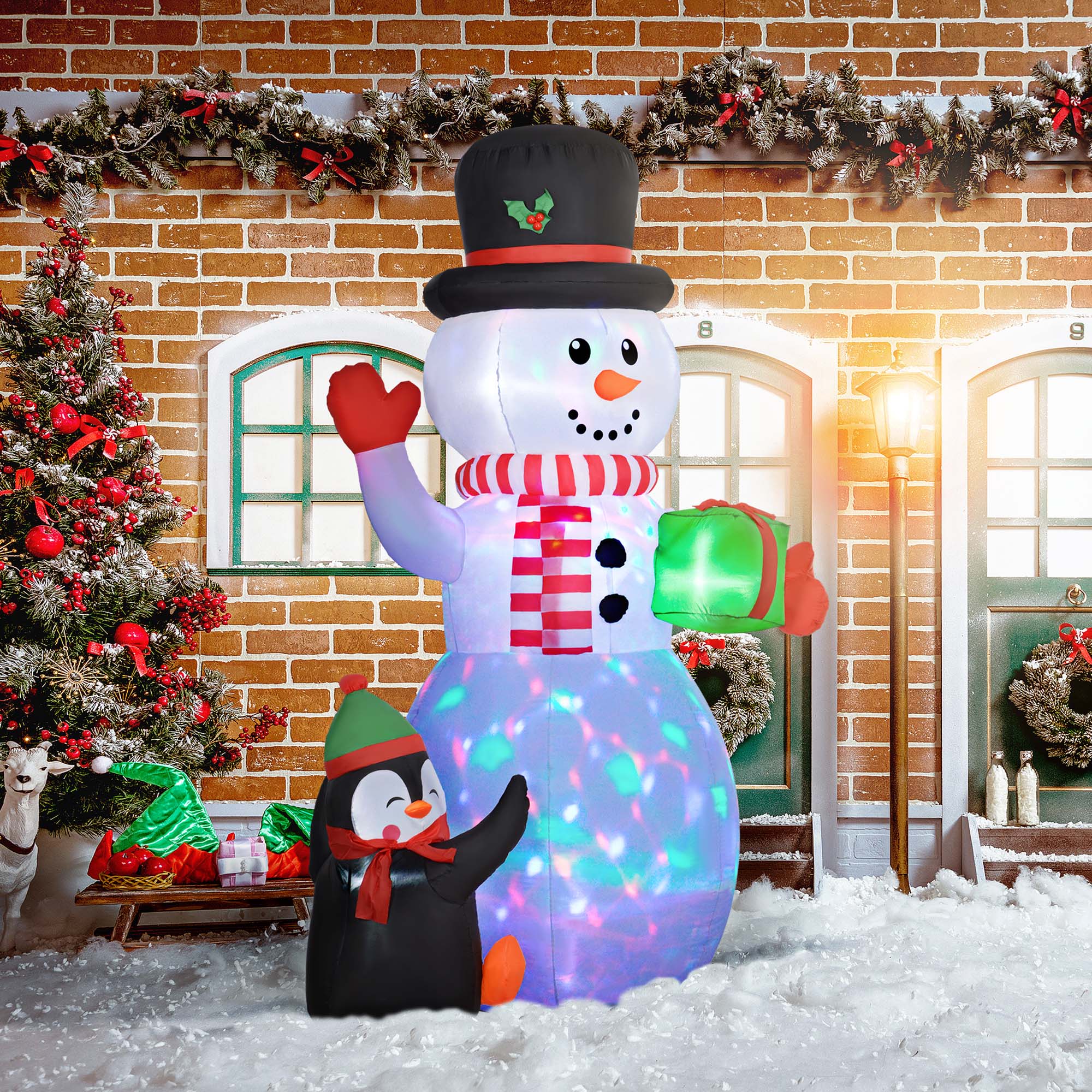 8ft Inflatable Christmas Snowman, with Accessories