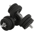 25KG Adjustable Dumbbell Set with Chrome Finish Bars - Black