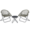 Patio Bistro Set, Folding Patio Furniture Set with 2 Chairs and Table, Grey