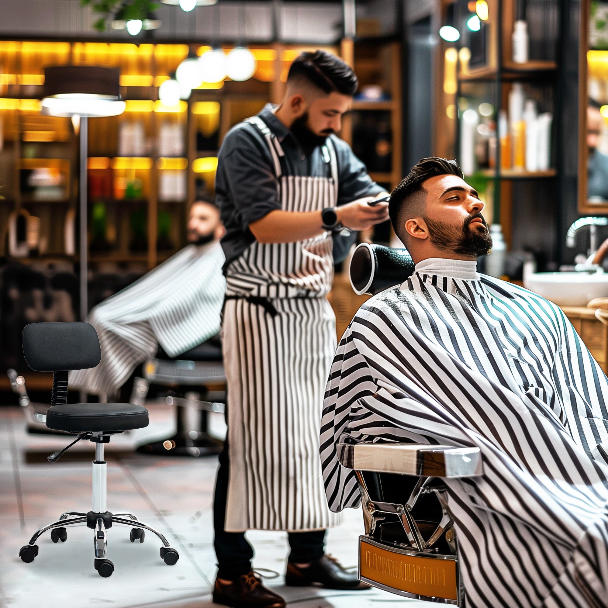 360° Swivel Seat Salon Stool - Black