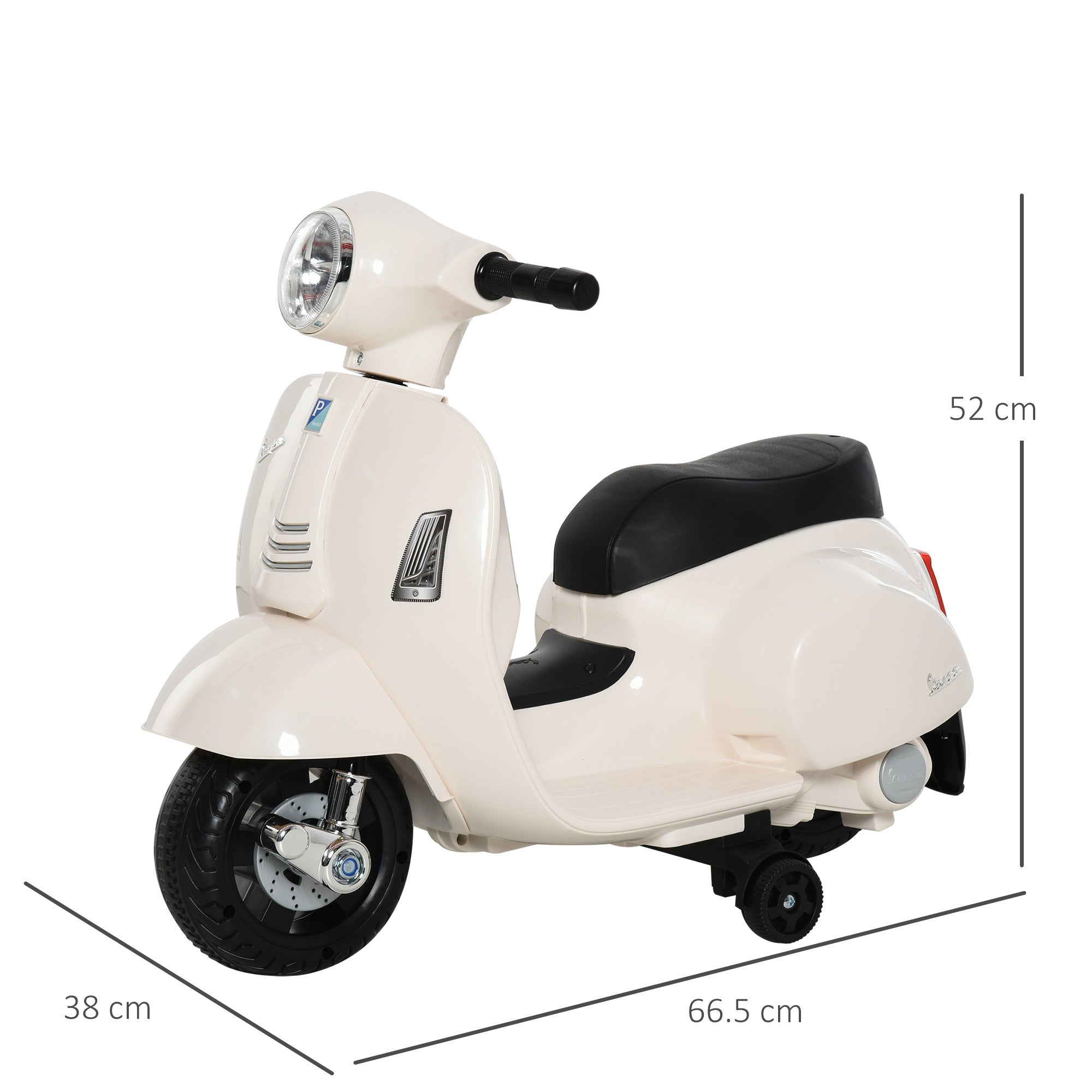 Vespa Licensed 6V Kids Electric Motorbike Ride On Motorcycle Battery Powered for 18-36 Months with Horn Headlight White