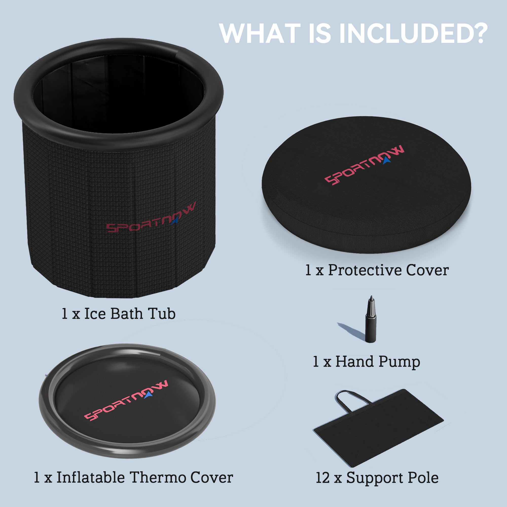 Ice Bath Tub Outdoor, 300L Portable Cold Water Therapy Tub, Recovery Cold Plunge Pool with Lid, Cover and Carry Bag for Athletes, Black