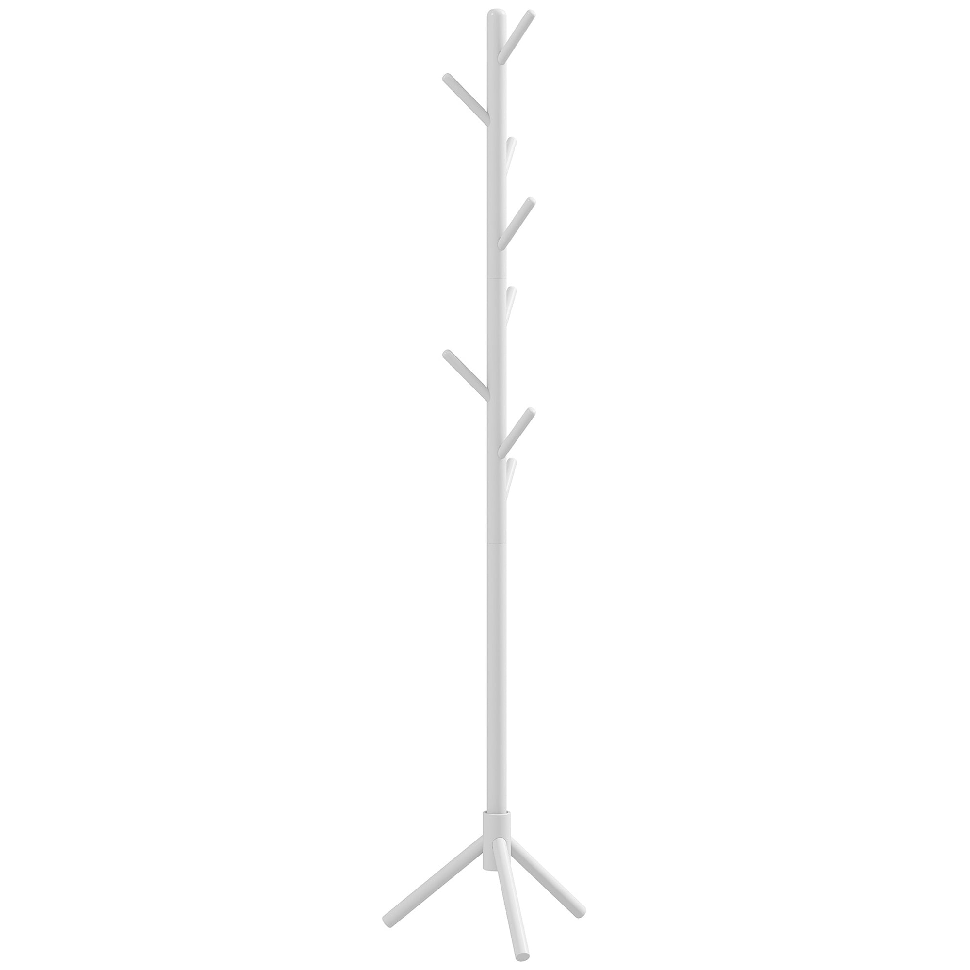 Eight-Hook Wooden Coat Rack - White