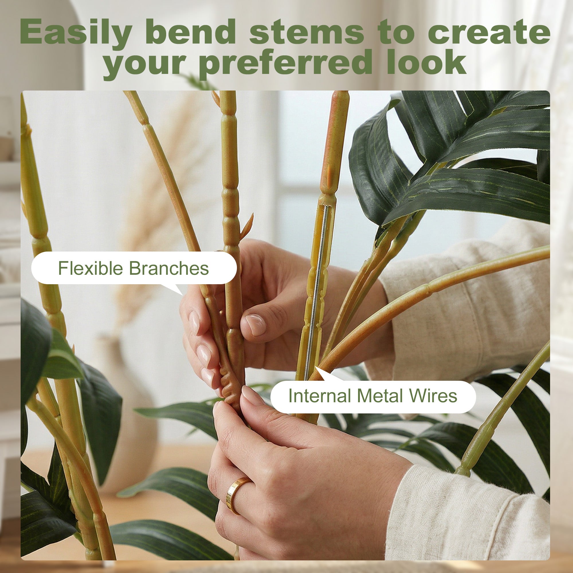 Artificial Fern Topiary Tree, Realistic Artificial Plant in Cement Pot, Fake Plant, 120cm