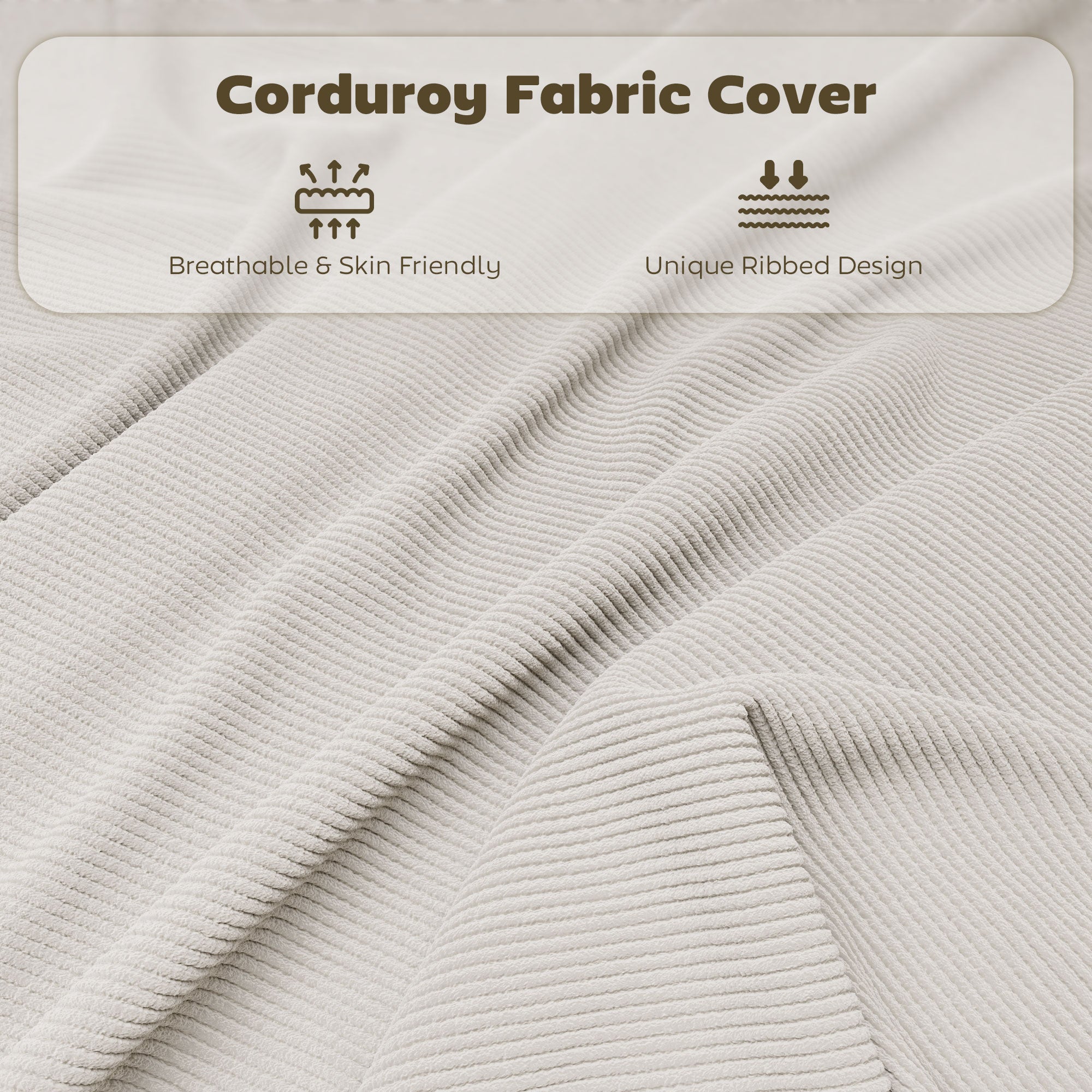 Set of Four Folding Corduroy Seat Chairs, Cream