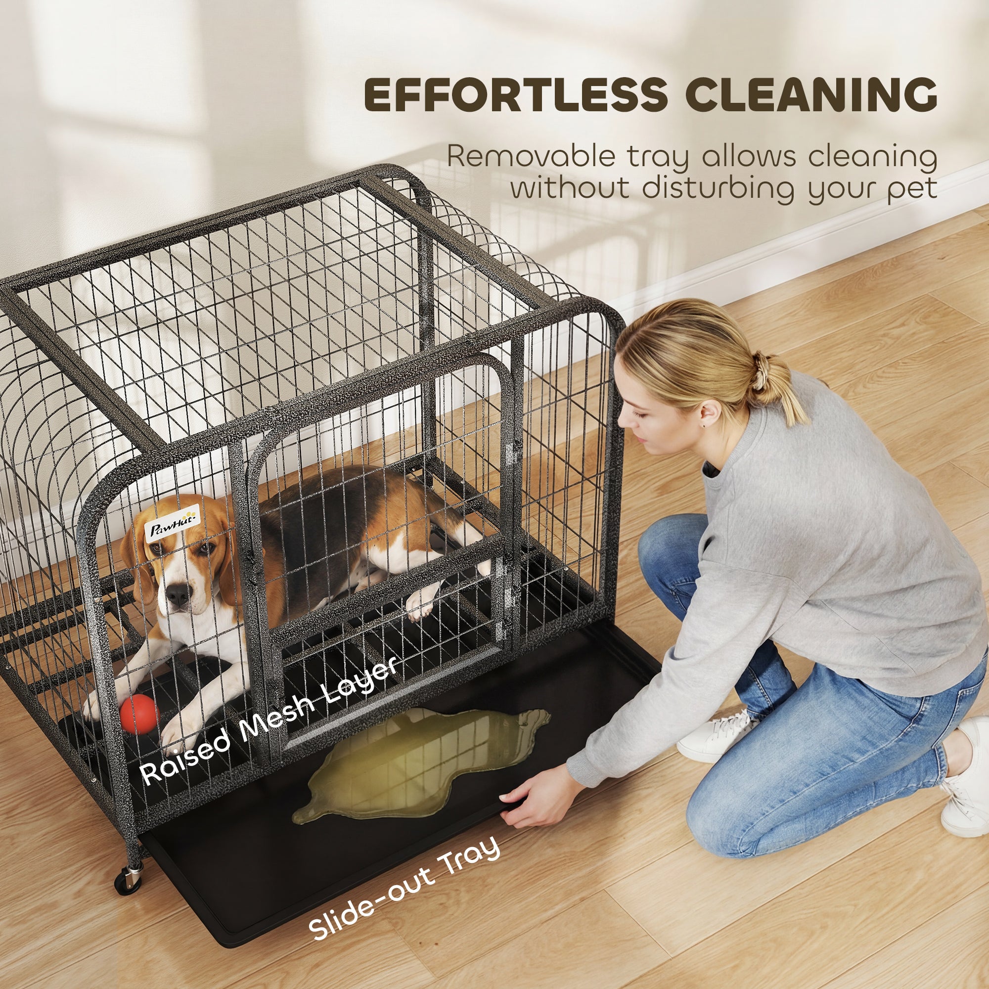 Heavy Duty Dog Crate,93 x 58 x 76 cm, Large Dog Cage for Small to Medium Breeds