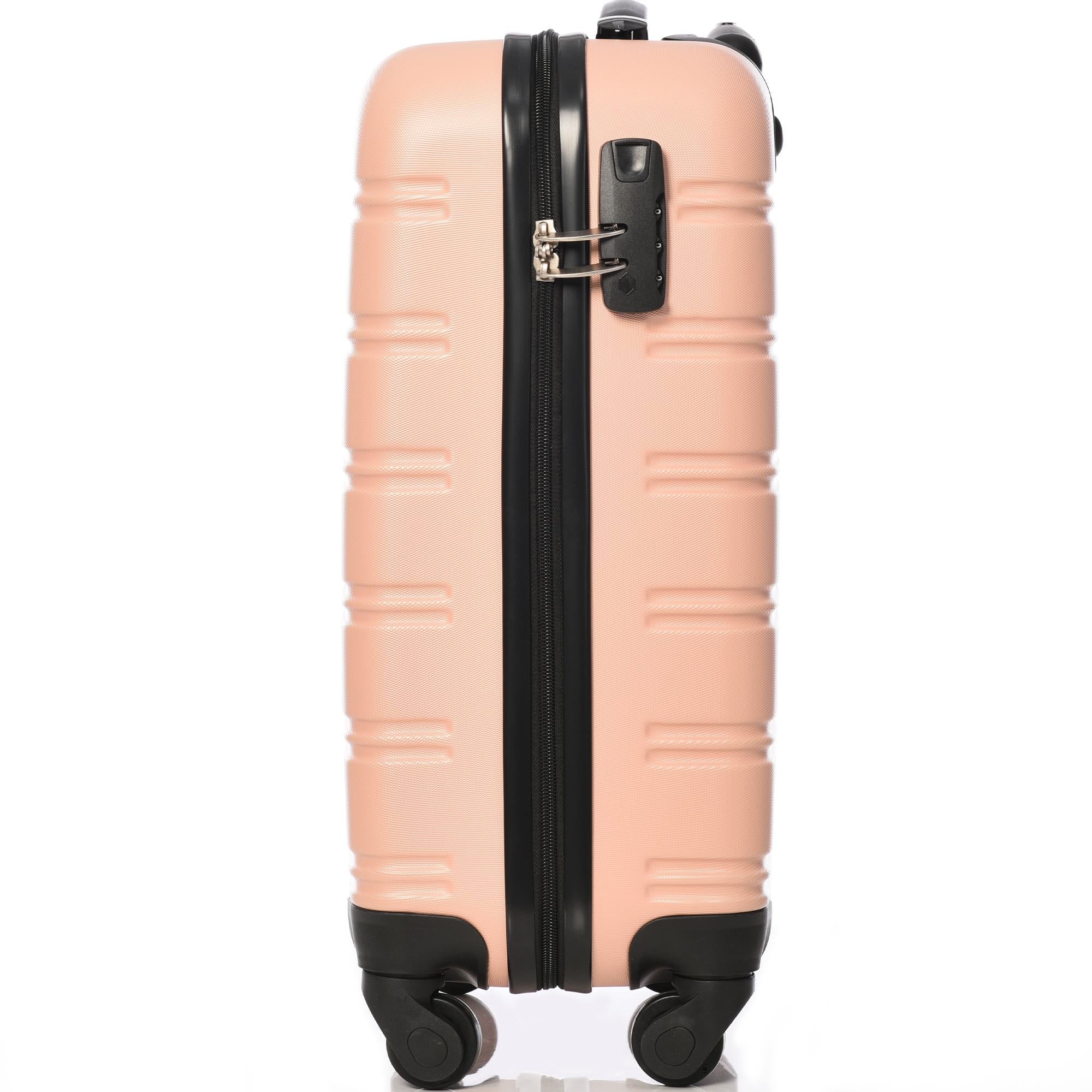 20" 4-Wheel ABS Hard Shell Travel Trolley Suitcase with Silent Universal Wheels, Luggage with Combination Lock, 35L × 23W × 57H cm, Pink