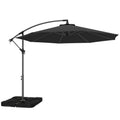 3m Overhanging Parasol, with Base, Weights and Cover - Black