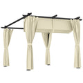 3 x 3 Metre Retractable Roof Pergola with Curtains - Beige