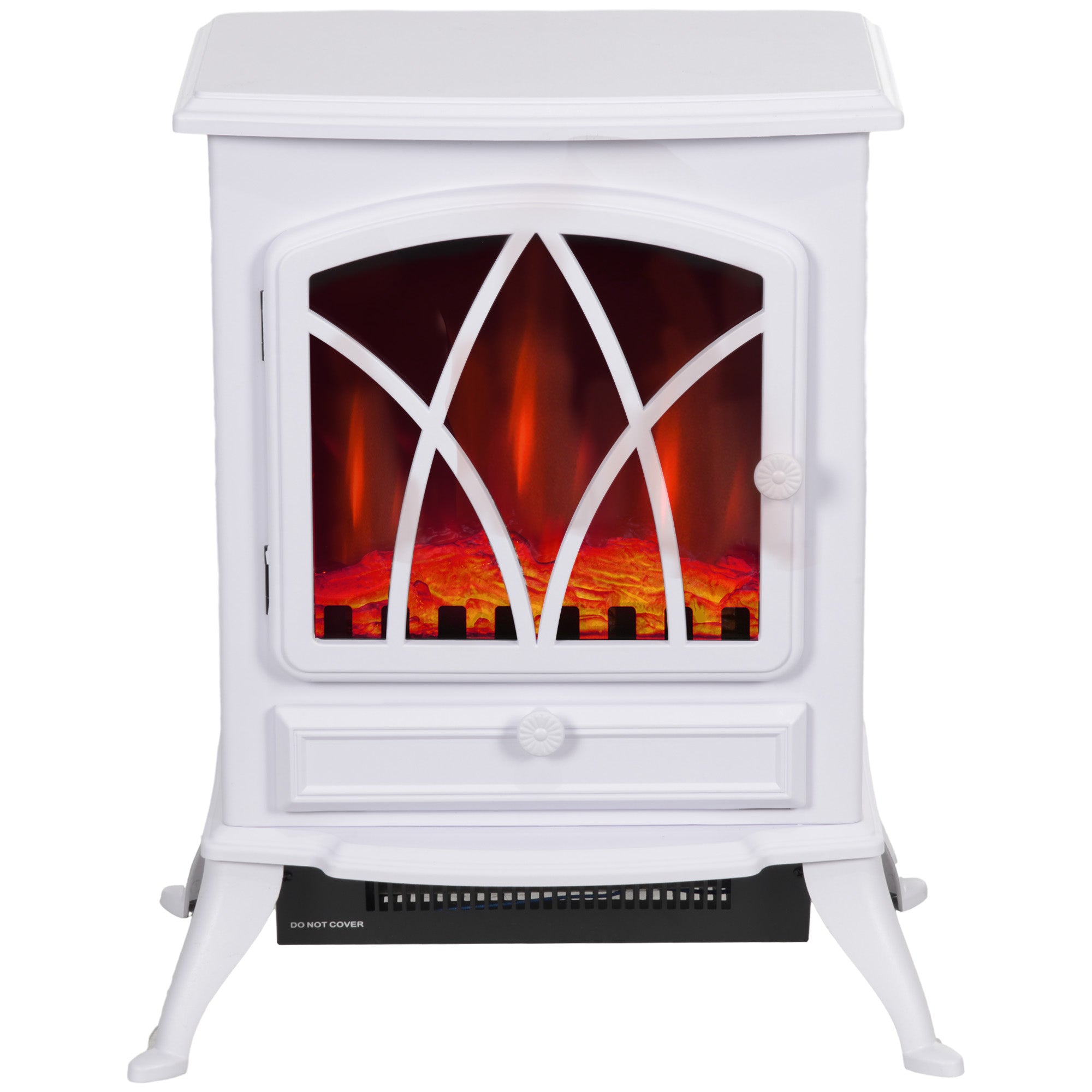 1kW-2kW Vintage Electric Fireplace Heater - White