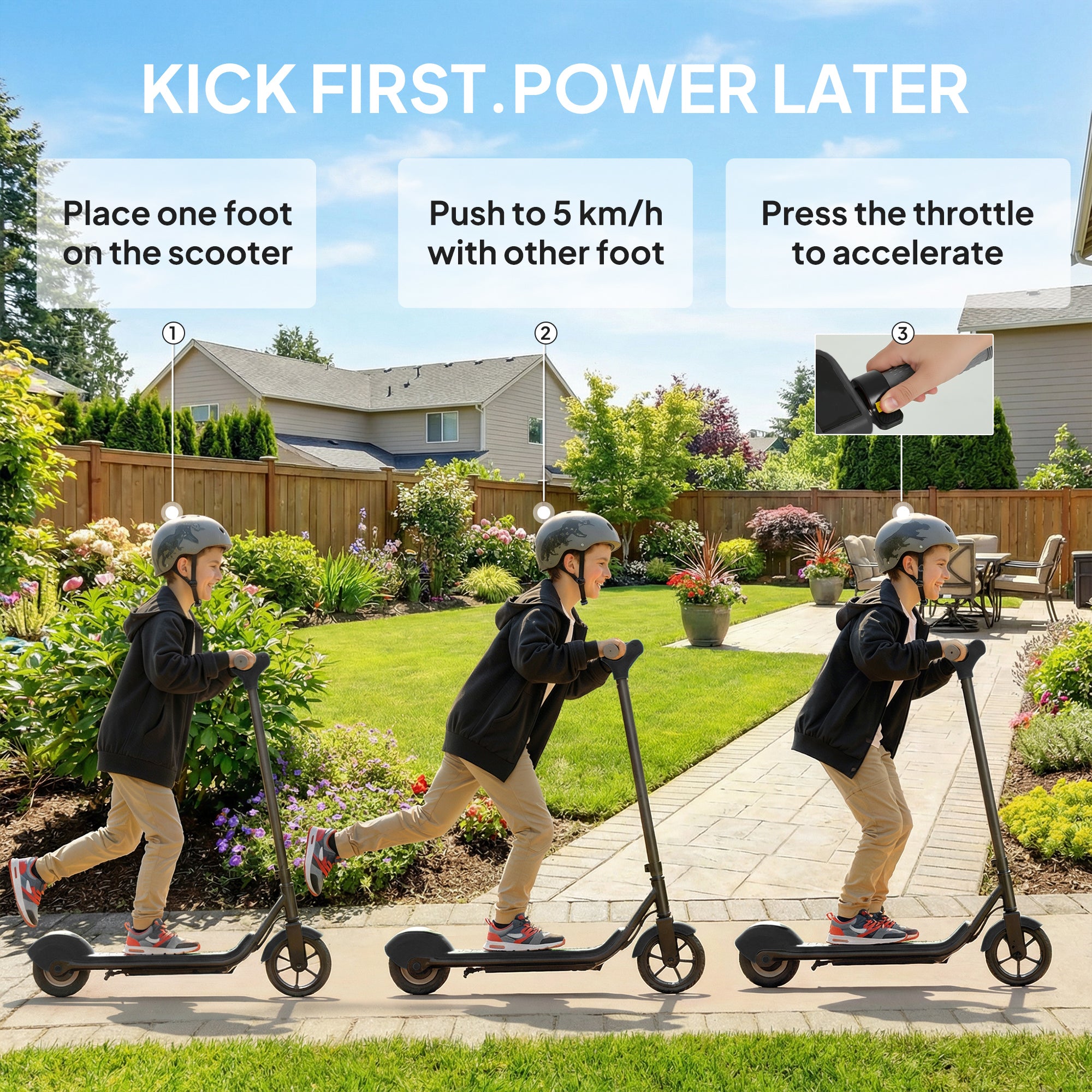 Electric Scooter for Kids, with LED Display, Green