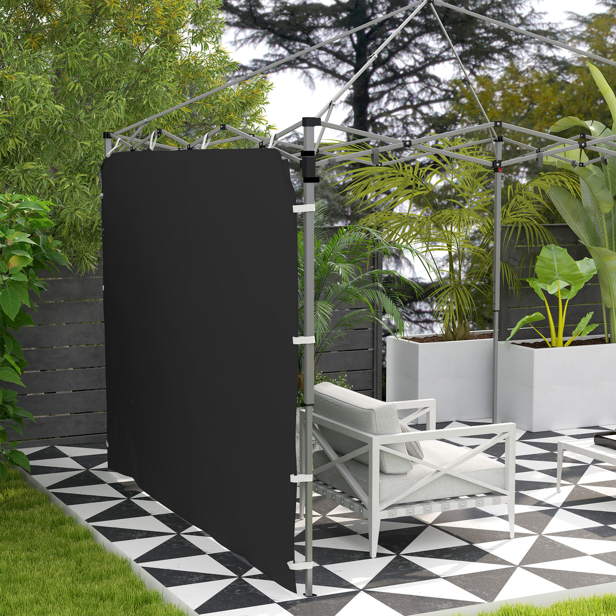 Replacement Gazebo Sidewall 195 x 295 cm with Storage Pockets - Black