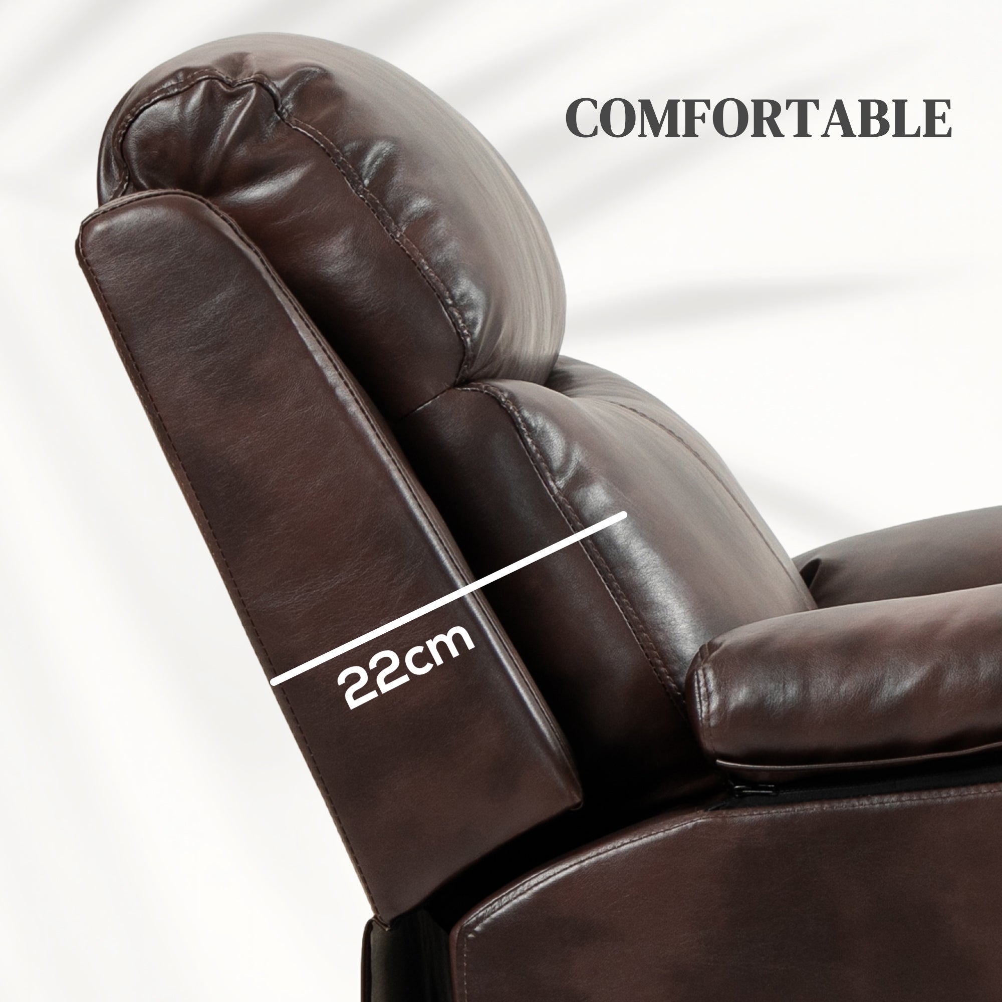 Faux Leather 70° Electric Riser Recliner Chair - Brown