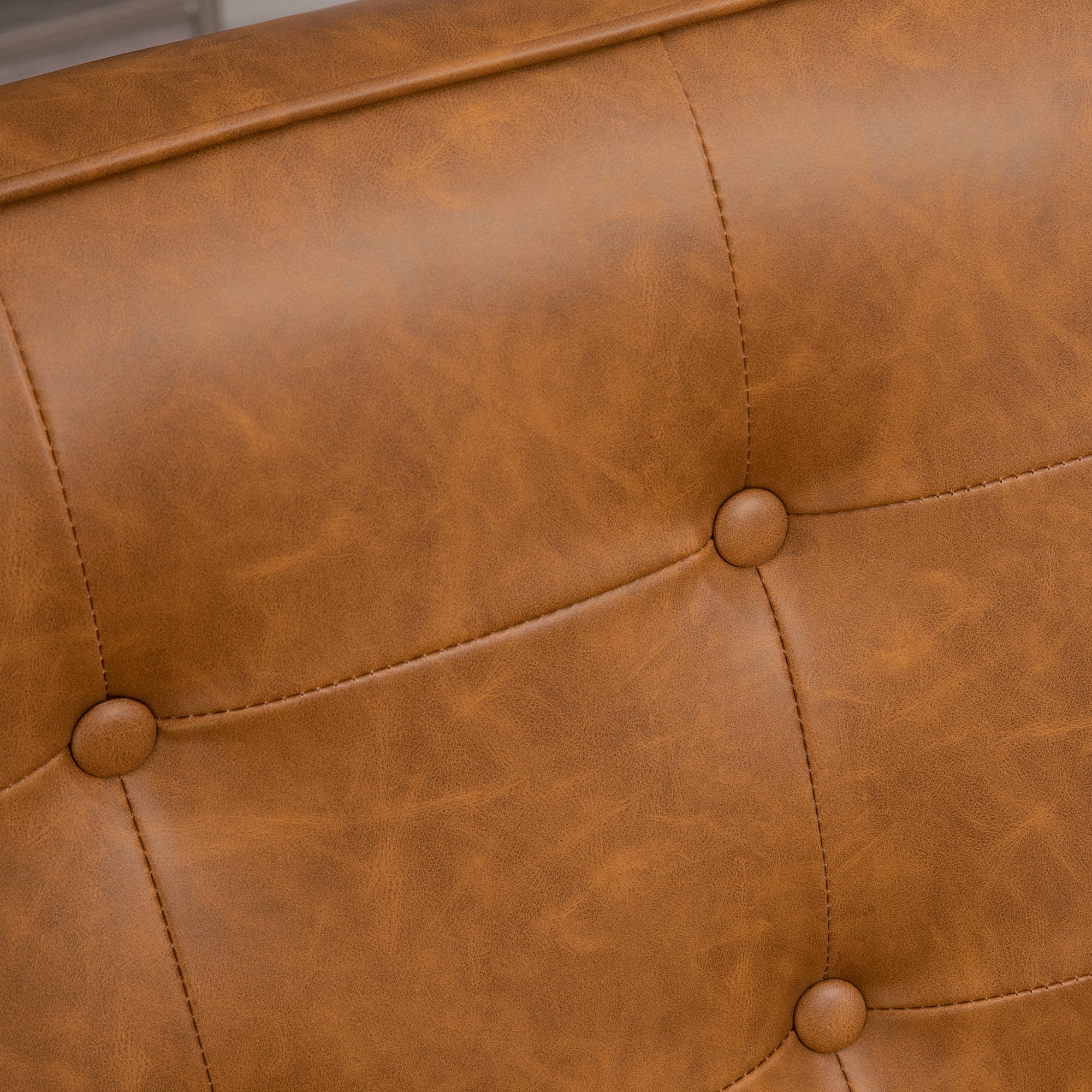 Retro-Style Accent Chair, with Faux Leather Seat - Brown