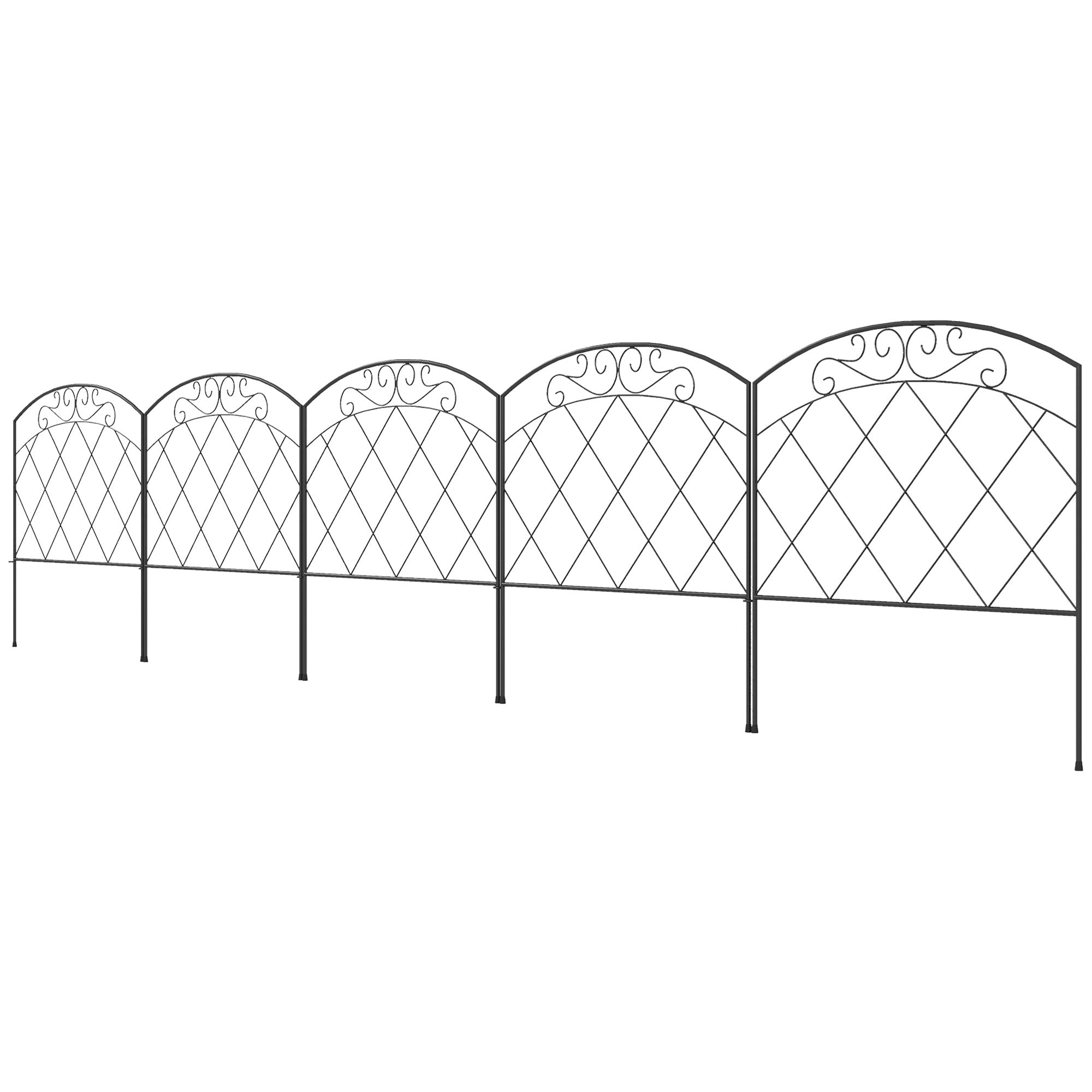 3m Decorative Metal Garden Fence - Diamond and Swirl Pattern