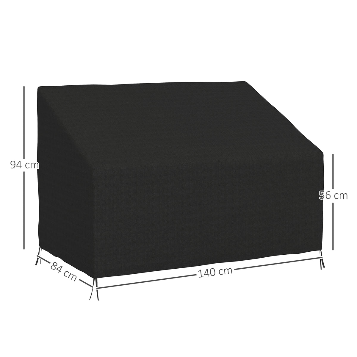 600D Oxford Cloth 2 Seater Sofa Furniture Cover Waterproof for Garden Patio - Black