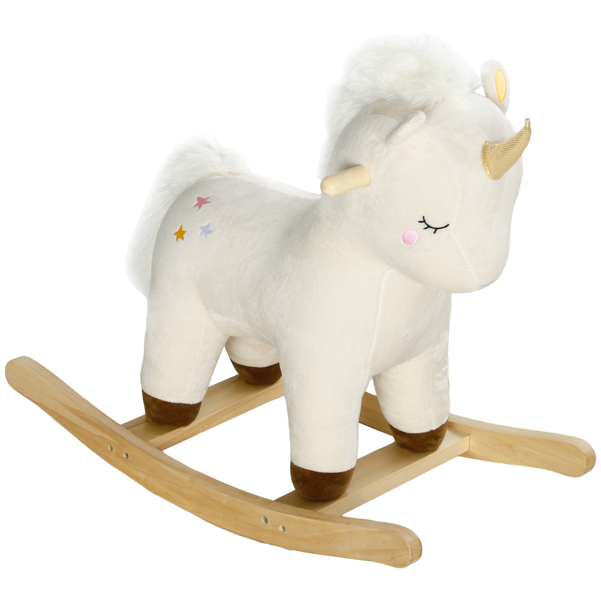 Rocking Horse with Unicorn Design, Sound, for 2-4 Years Old, White